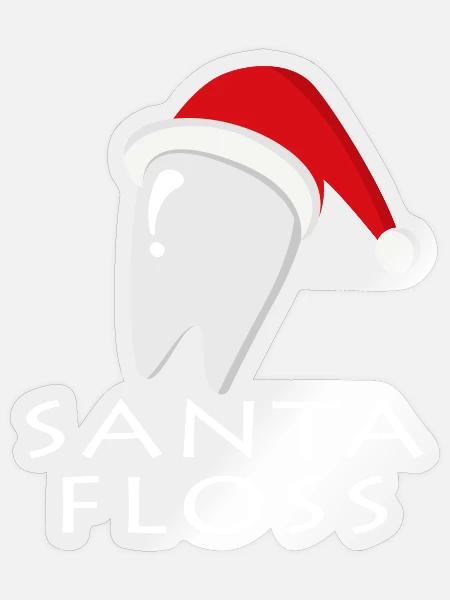 Santa Floss Zahnweihnachtslogo - Sticker Größe S (10 x 10 cm) - Transparent glänzend