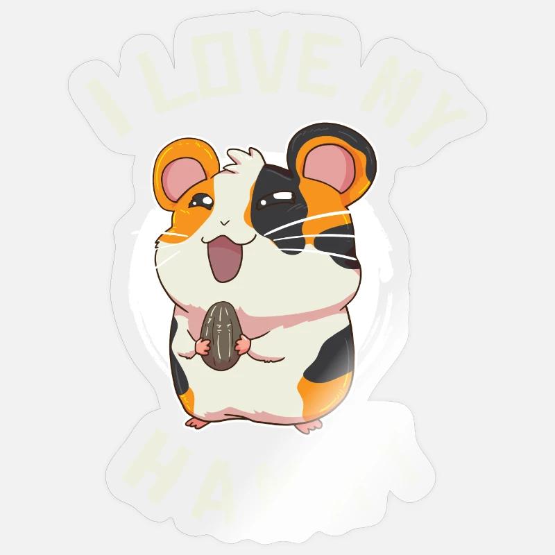 Hamster Hamster doré - Sticker taille S (10 x 10 cm) - brillant transparent
