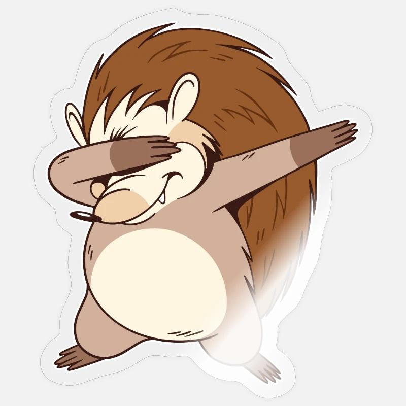 Dabbing hedgehog - Sticker size S (10 x 10 cm) - transparent glossy