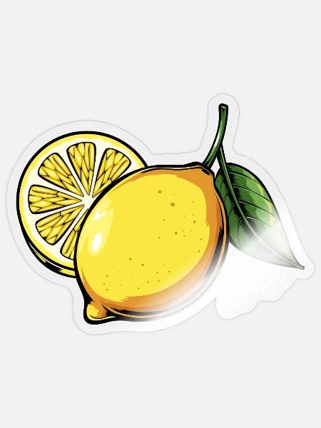 Zitrus Lemon Illustration - Sticker Größe S (10 x 10 cm) - Transparent glänzend