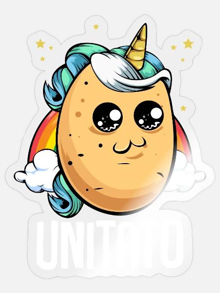 Unitato Einhorn Kartoffel Design - Sticker Größe S (10 x 10 cm) - Transparent glänzend