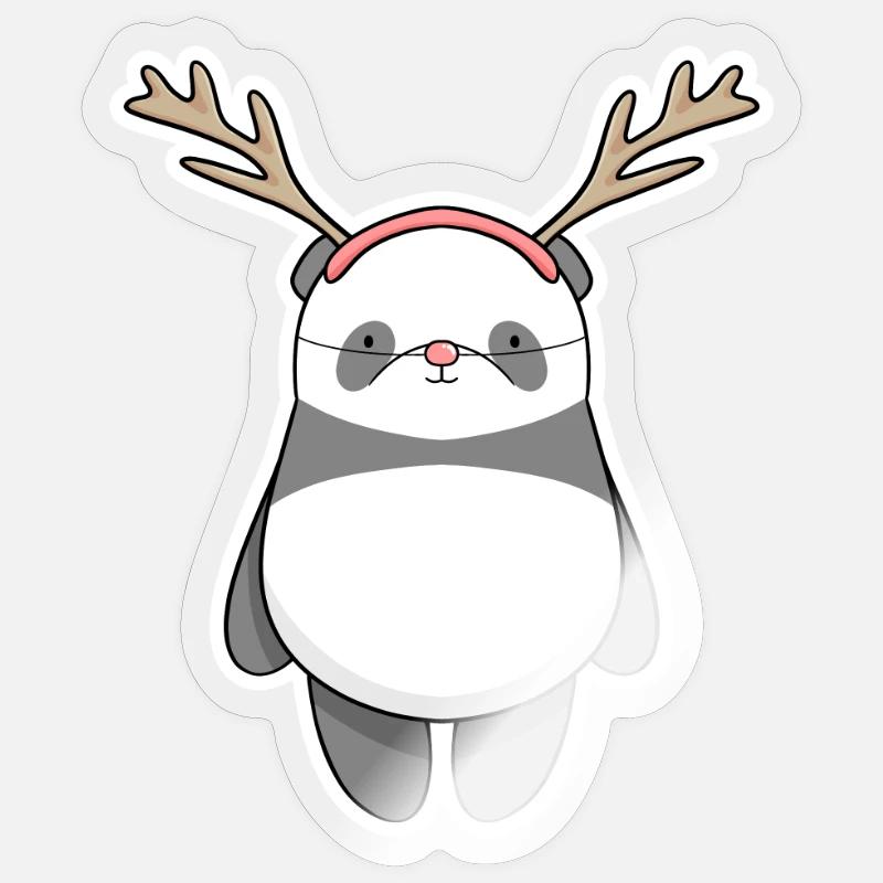 Panda de Noël - Sticker taille S (10 x 10 cm) - brillant transparent