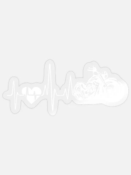 Motorrad Motorrad Herzschlag - Sticker Größe S (10 x 10 cm) - Transparent glänzend