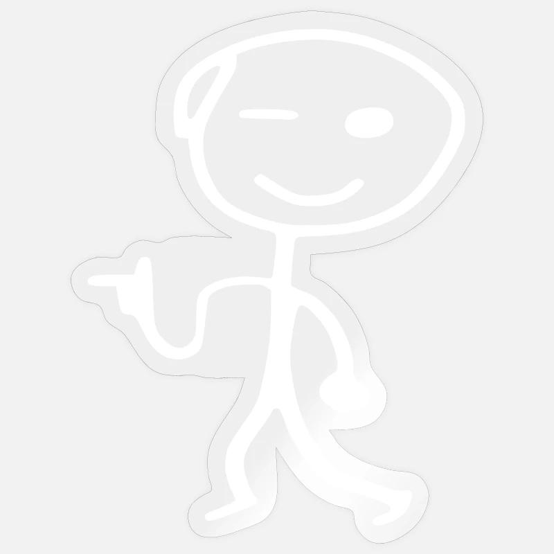 Hipster Strichmännchen - Sticker taille S (10 x 10 cm) - brillant transparent