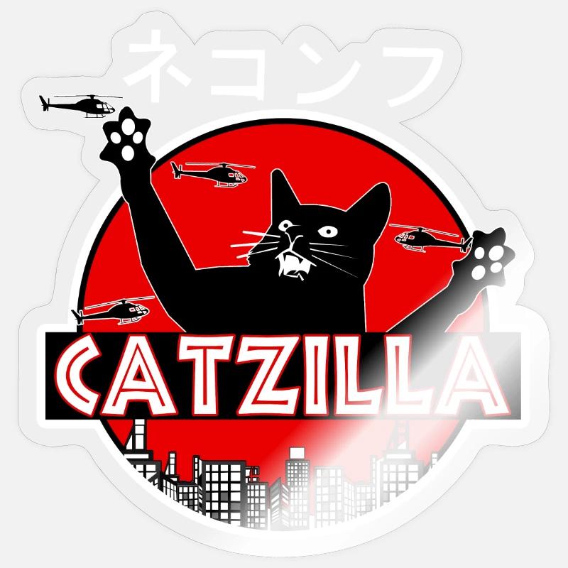Catzilla Katze - Sticker Größe S (10 x 10 cm) - Transparent glänzend