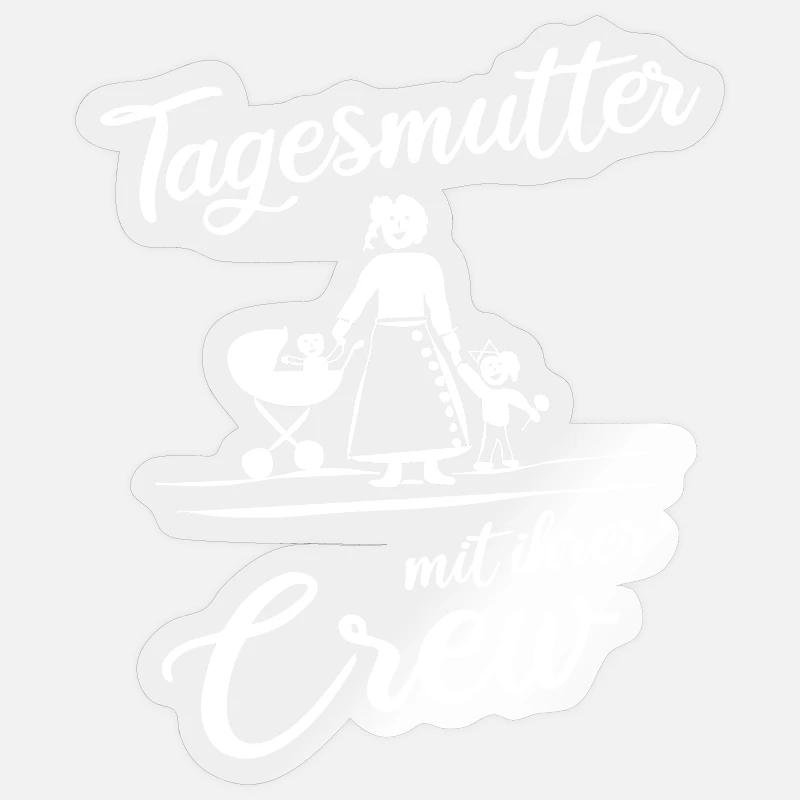 Tagesmutter mit ihrer Crew - Sticker Größe S (10 x 10 cm) - Transparent glänzend