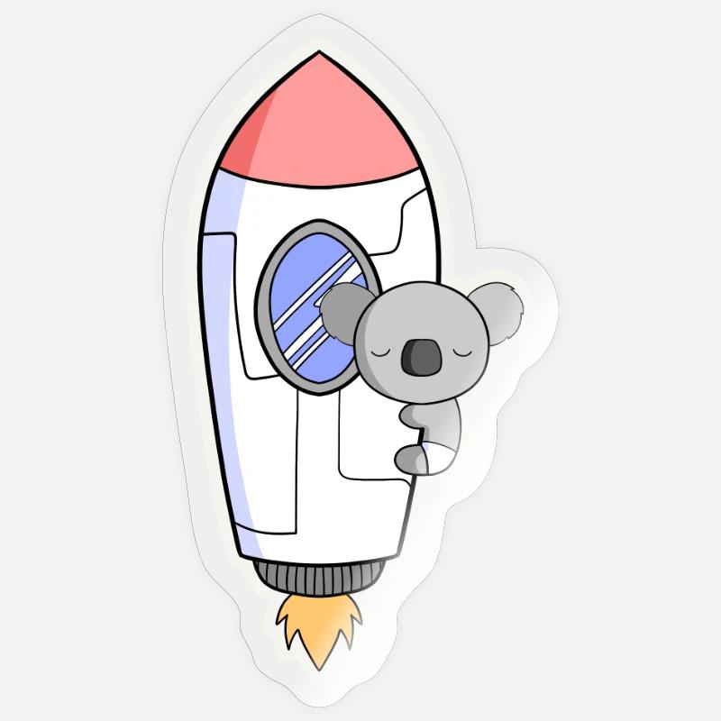 Koala rocket in orbit Sticker size S (10 x 10 cm)