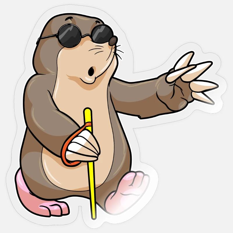 Mole Blind Drôle - Sticker taille S (10 x 10 cm) - brillant transparent