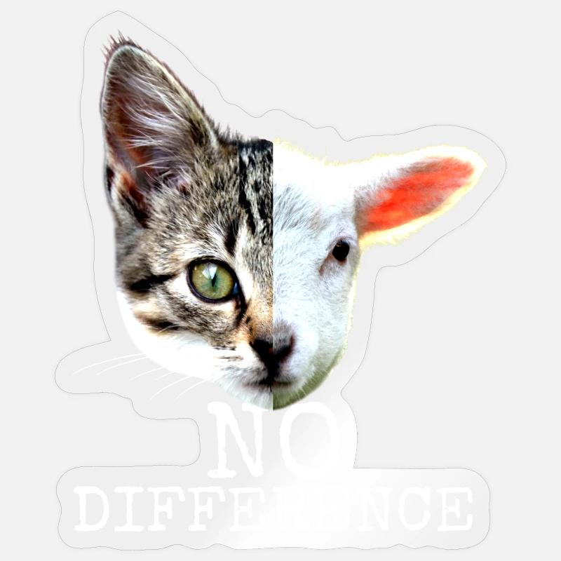 No Difference Pro Végétal pro rengaine Végétarien Chats - Sticker taille S (10 x 10 cm) - brillant transparent