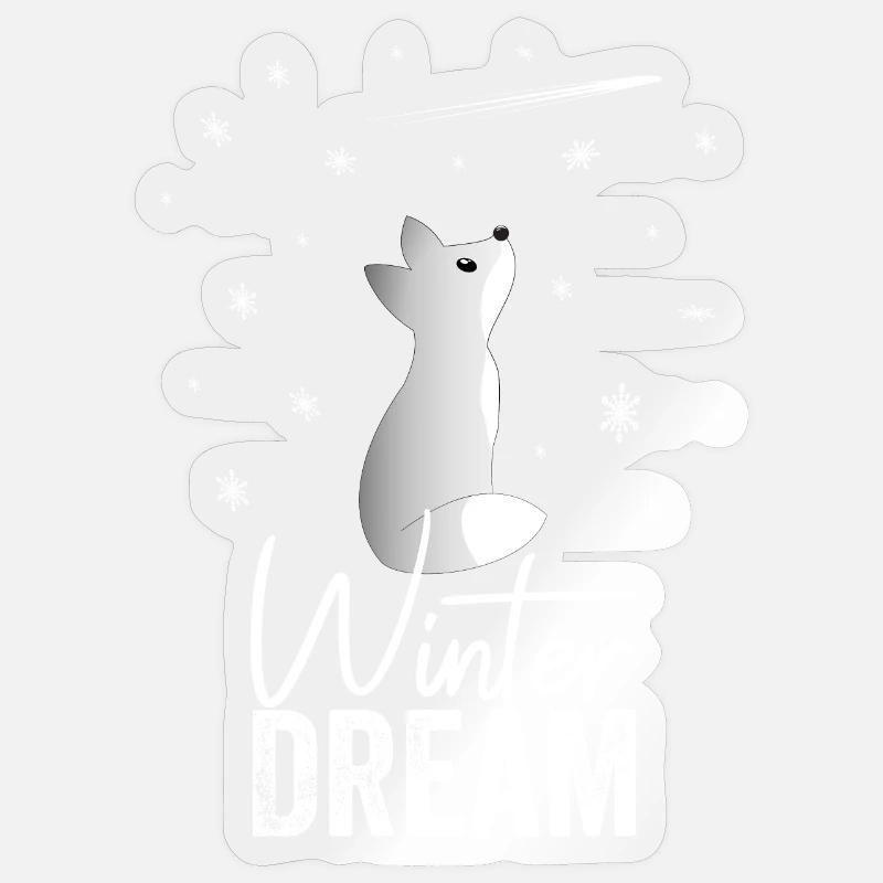 Winter Dream Ein Süßer Schneefuchs Beobachtet - Sticker Größe S (10 x 10 cm) - Transparent glänzend