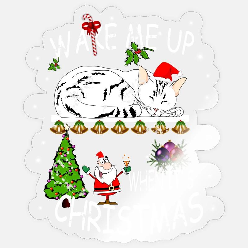 Bonnes vacances avec chat - Sticker taille S (10 x 10 cm) - brillant transparent