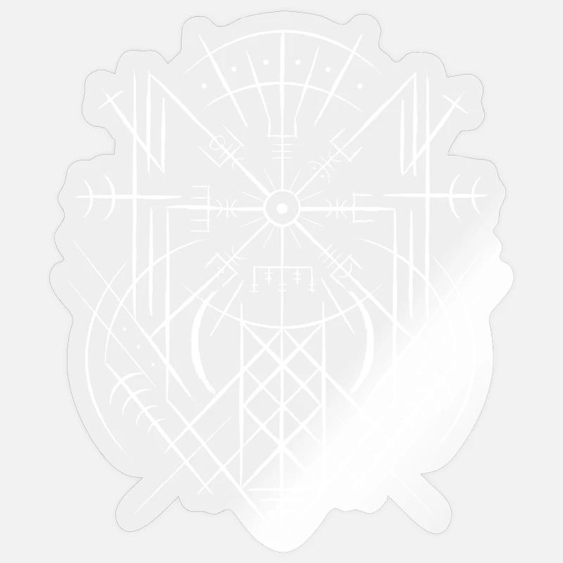 Vegvisir Runic Compass Celtes Viking Web Wyrd - Sticker taille S (10 x 10 cm) - brillant transparent