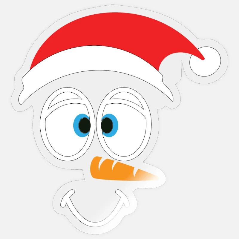 Fröhlicher Schneemann mit Weihnachtsmütze - Sticker Größe S (10 x 10 cm) - Transparent glänzend