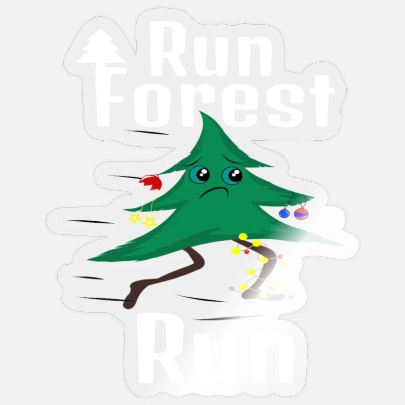 Run Forest Run! Christmas tree - Sticker size S (10 x 10 cm) - transparent glossy