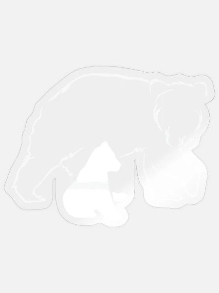 Bär und Jungtier Silhouette - Sticker Größe S (10 x 10 cm) - Transparent glänzend