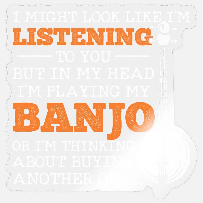 Banjo - Sticker taille S (10 x 10 cm) - brillant transparent