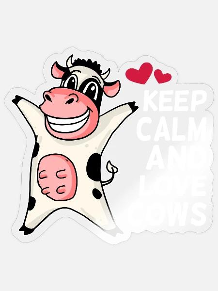 Keep calm and love cows - Kuh Landwirt Spruch - Sticker Größe S (10 x 10 cm) - Transparent glänzend