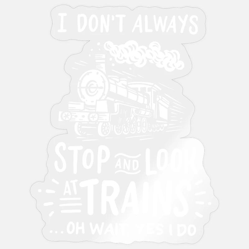 Trains Chemin de fer - Sticker taille S (10 x 10 cm) - brillant transparent