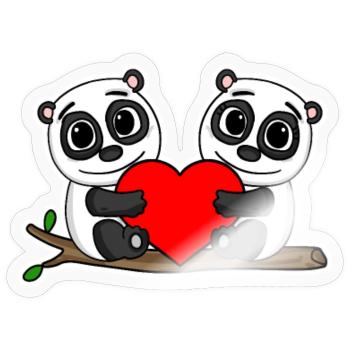 Panda Beziehung Romantisch Herz Pärchen - Sticker Größe S (10 x 10 cm) - Transparent glänzend - Vorne