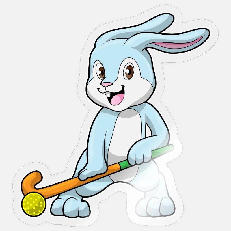 Crosse de hockey sur gazon Rabbit - Sticker taille S (10 x 10 cm) - brillant transparent