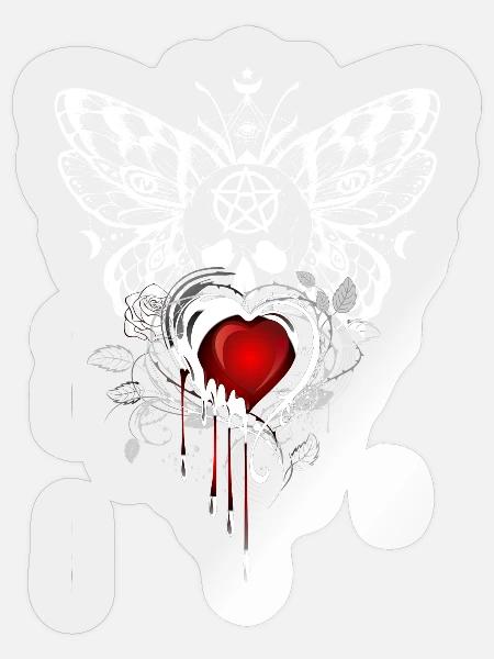 Schmetterlingsherz Gothic Tattoo - Sticker Größe S (10 x 10 cm) - Transparent glänzend
