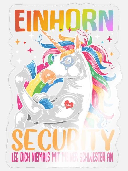 Einhorn Security Schwester - Sticker Größe S (10 x 10 cm) - Transparent glänzend