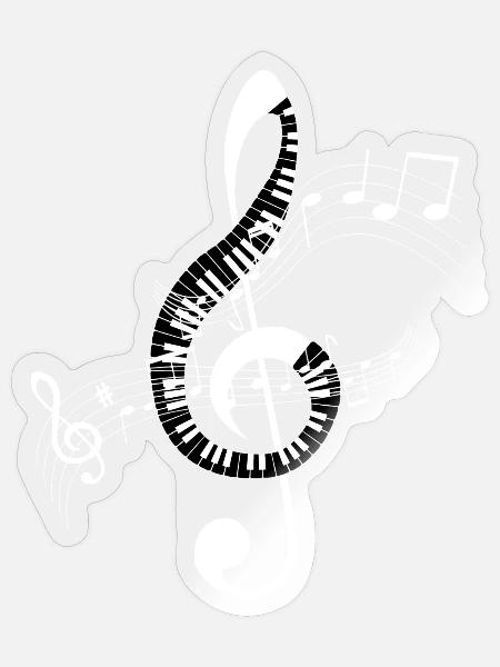 Musikalische Spirale Notenbogen - Sticker Größe S (10 x 10 cm) - Transparent glänzend