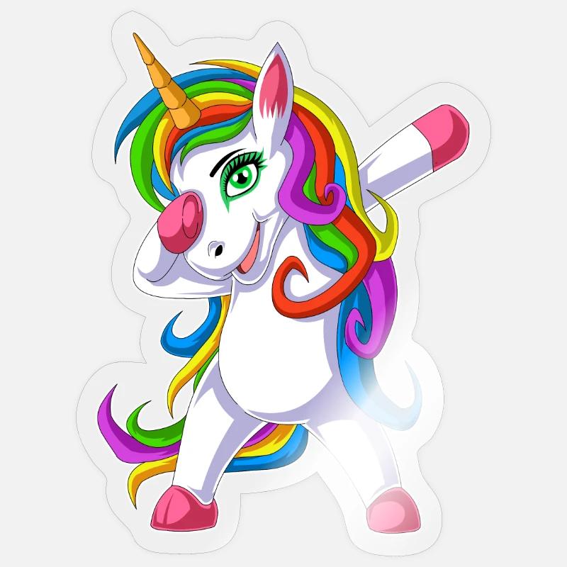 dabbing Einhorn - Sticker Größe S (10 x 10 cm) - Transparent glänzend