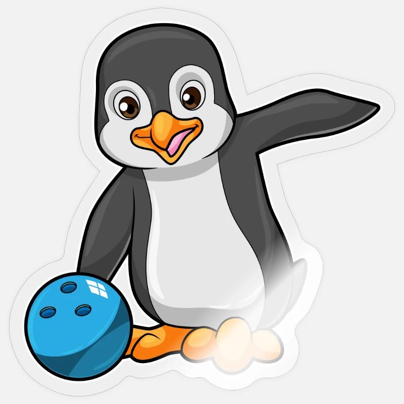 Pinguin Bowling Bowlingkugel - Sticker Größe S (10 x 10 cm) - Transparent glänzend