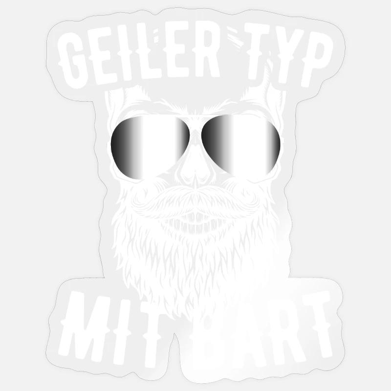Geiler Typ Mit Bart Bartträger Barbier Vollbart - Sticker Größe S (10 x 10 cm) - Transparent glänzend