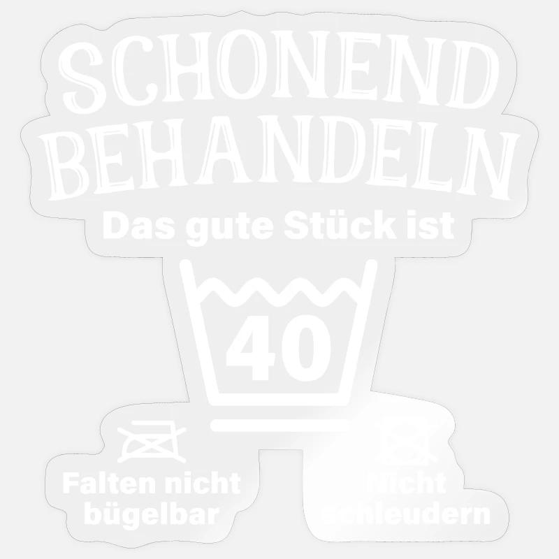 Schonend Behandeln Vierzig Geschenk 40. Geburtstag - Sticker Größe S (10 x 10 cm) - Transparent glänzend