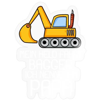 Bagger Bauarbeiter Papa - Sticker Größe S (10 x 10 cm) - Transparent glänzend - Vorne