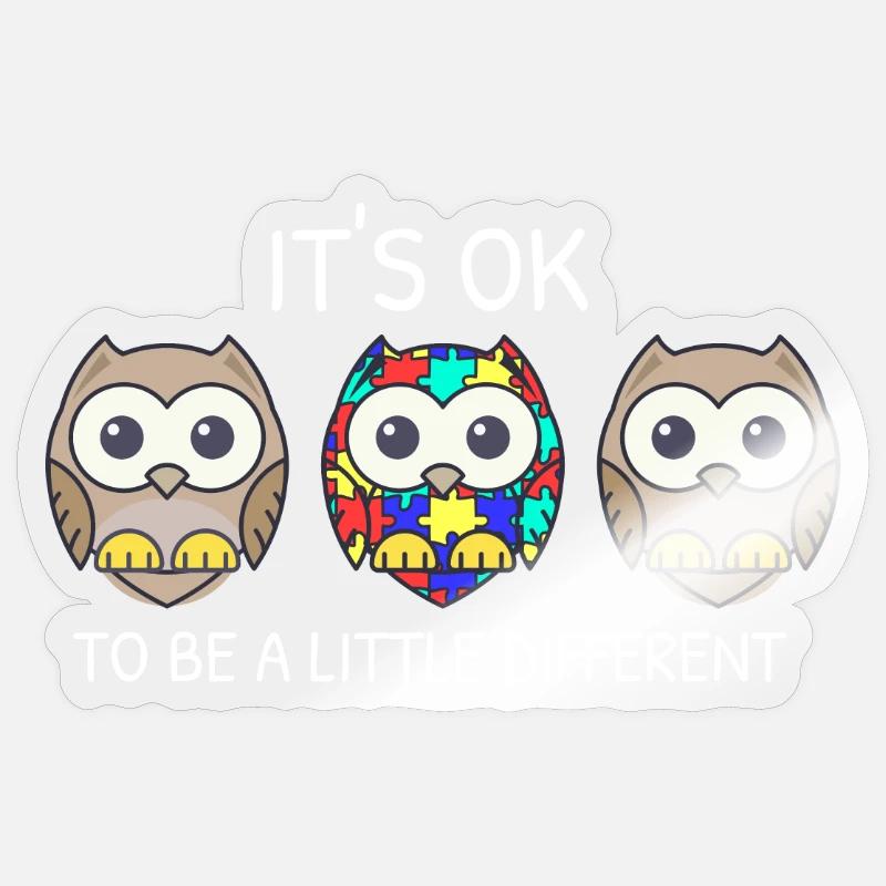 It's ok to be different Eule Asperger Autismus Sticker Größe S (10 x 10 cm)