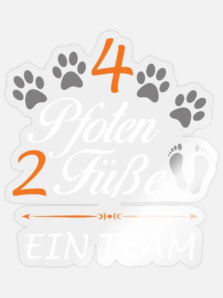 4 Pfoten, 2 Füße ein Team Dog Hund Gassi Design - Sticker Größe S (10 x 10 cm) - Transparent glänzend