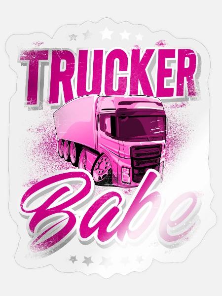 Lkw Fahrerin Trucker Babe - Sticker Größe S (10 x 10 cm) - Transparent glänzend