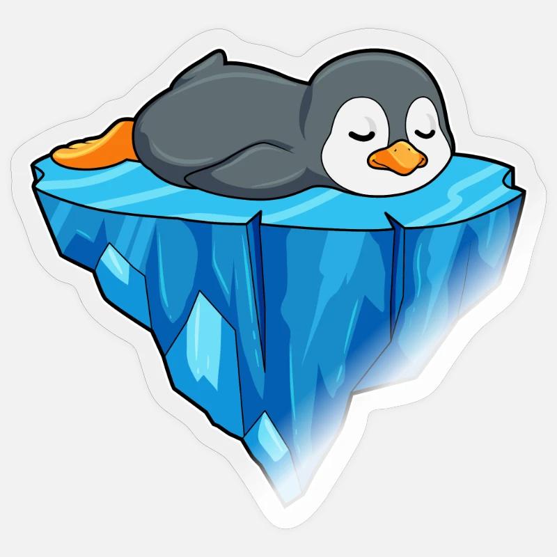 Pinguin Eisscholle - Sticker Größe S (10 x 10 cm) - Transparent glänzend
