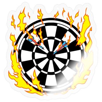Dartscheibe in Flammen - Sticker Größe S (10 x 10 cm) - Transparent glänzend - Vorne