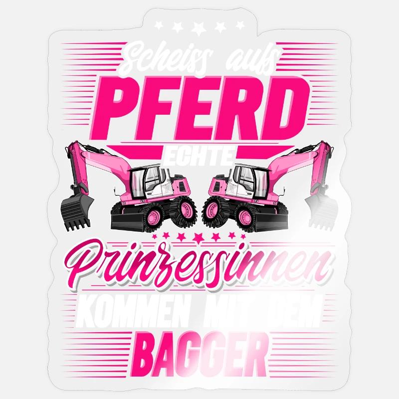Baggerfahrerin - Sticker Größe S (10 x 10 cm) - Transparent glänzend