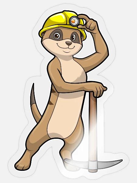 Erdmännchen Bergarbeiter Spitzhacke Bergbau - Sticker Größe S (10 x 10 cm) - Transparent glänzend