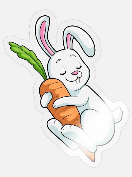 Hase Karotte - Sticker Größe S (10 x 10 cm) - Transparent glänzend