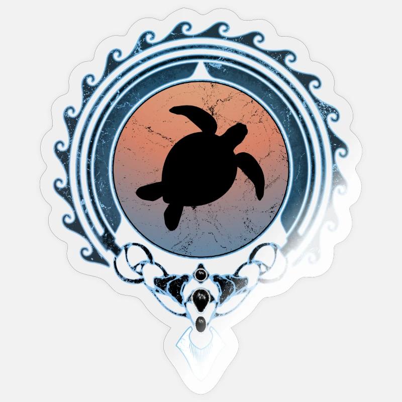Tortue de mer - Sticker taille S (10 x 10 cm) - brillant transparent