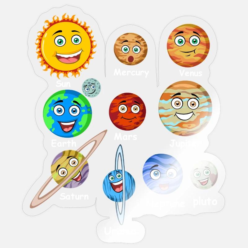 Planètes du système solaire - Sticker taille S (10 x 10 cm) - brillant transparent