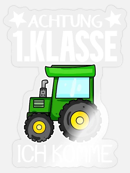 Einschulung Erste Klasse Junge Traktor - Sticker Größe S (10 x 10 cm) - Transparent glänzend