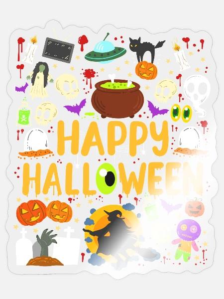 Halloween Frohes Halloween - Sticker Größe S (10 x 10 cm) - Transparent glänzend