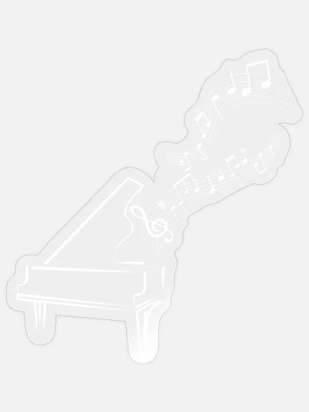 Piano und Notenströme - Sticker Größe S (10 x 10 cm) - Transparent glänzend