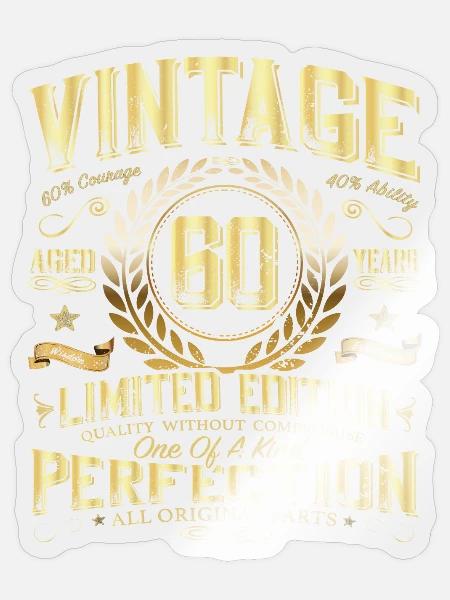 60. Geburtstag Geschenkidee Vintage Optik 60 Jahre - Sticker Größe S (10 x 10 cm) - Transparent glänzend