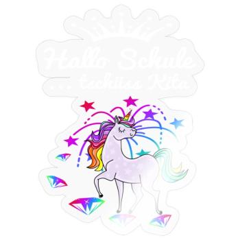 Einhorn Einschulung - Sticker Größe S (10 x 10 cm) - Transparent glänzend - Vorne
