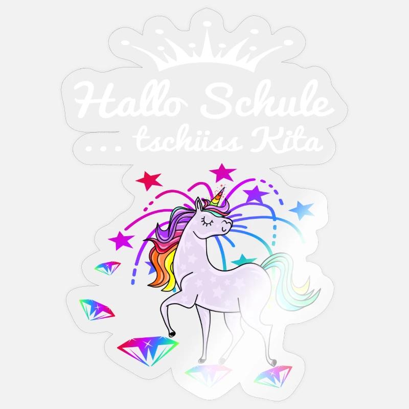 Einhorn Einschulung - Sticker Größe S (10 x 10 cm) - Transparent glänzend