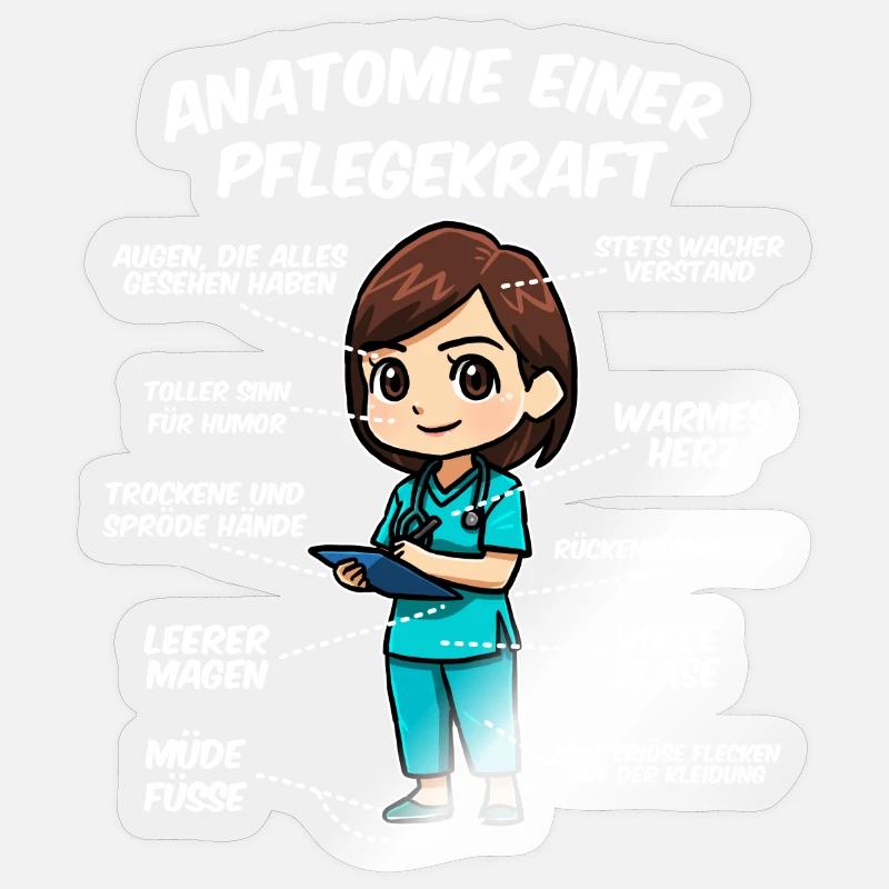 Anatomie einer Pflegekraft Sticker Größe S (10 x 10 cm)