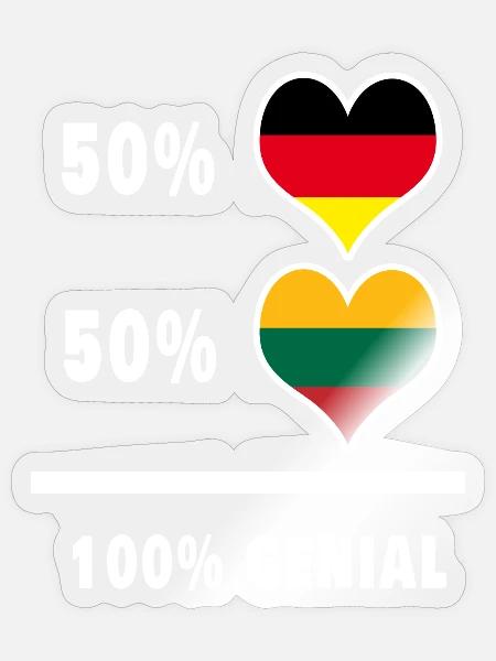 Deutschland und Litauen 100% Genial / Geschenk - Sticker Größe S (10 x 10 cm) - Transparent glänzend